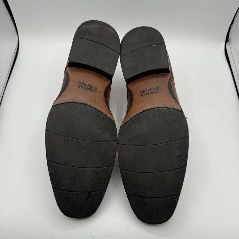 Johnston & Murphy Derby Shoes Men 12M Brown Sheepskin Insole Leather Dress
